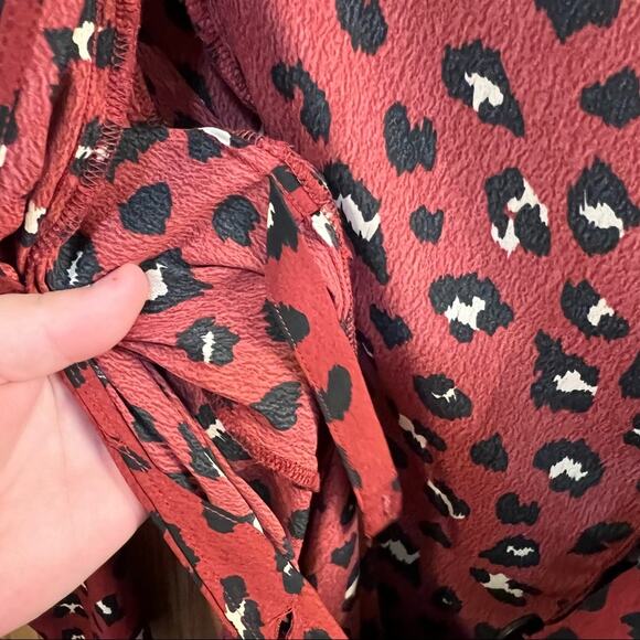 Divided by H&M Dark Red Leopard Print Wrap Mini Dress Size 4 Animal Print - Picture 9 of 10